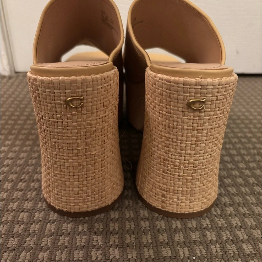 Coach Women's Beige Woven Mules - Picture 5 of 5